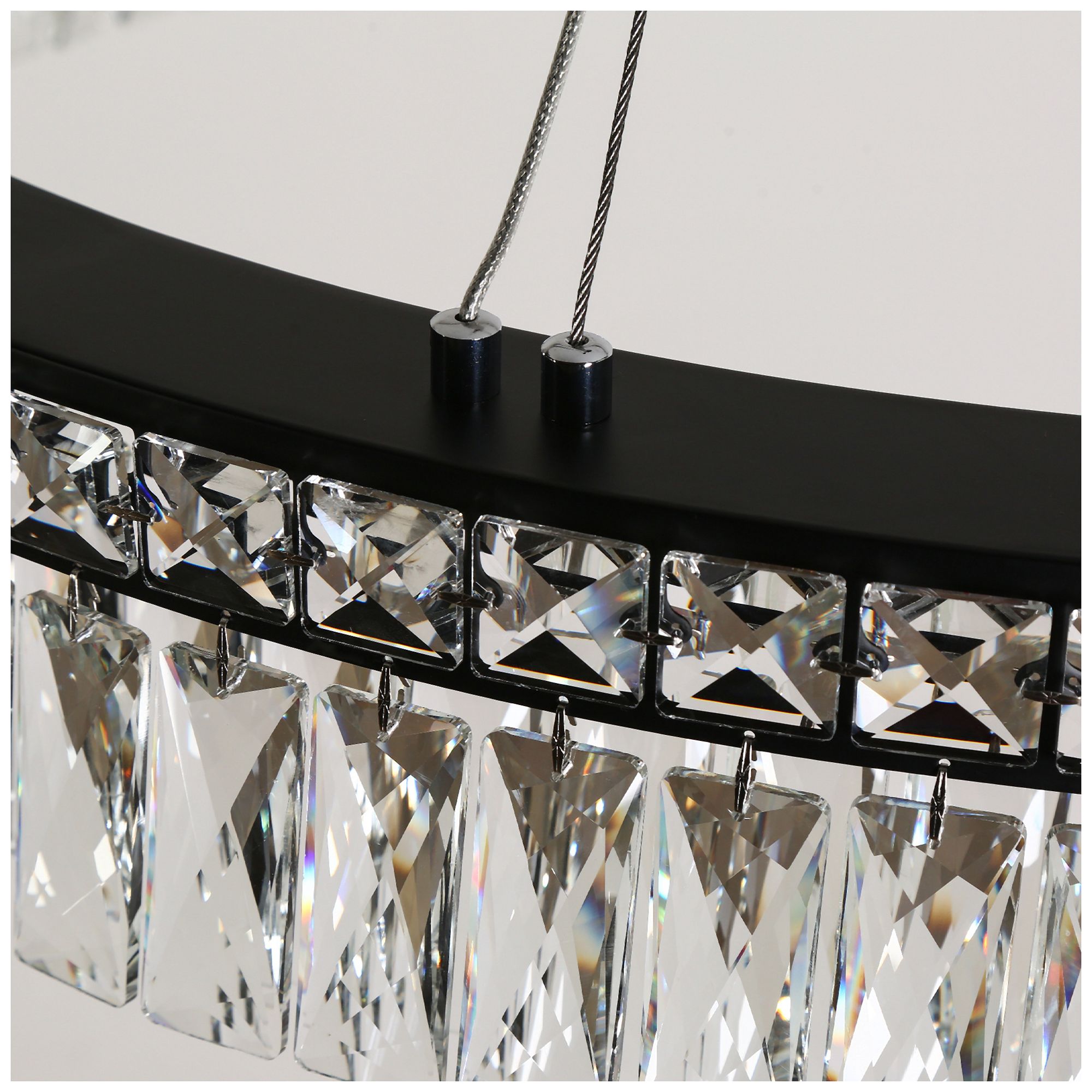 Image 6 1-Light 33.5"W Ring Matte Black Crystal Chandelier Led more views