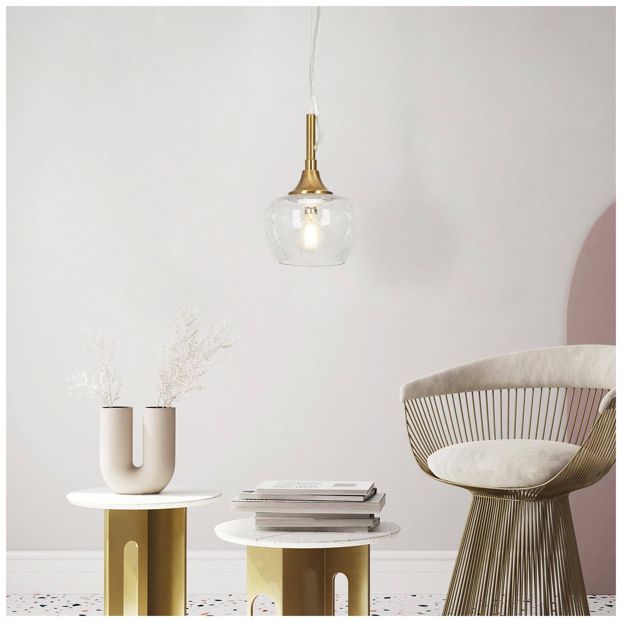 Image 7 1-Light 4.9"W Bell Plated Brass Pendant Lights more views