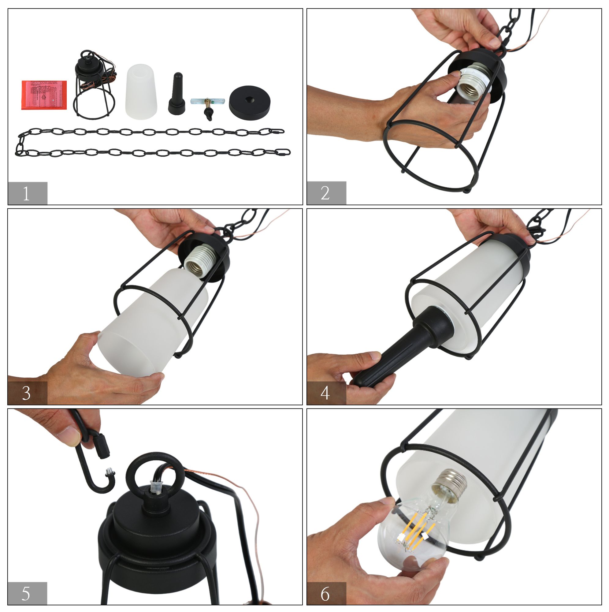 Image 6 1-Light 5.5"W Bell Black Pendant Lights more views