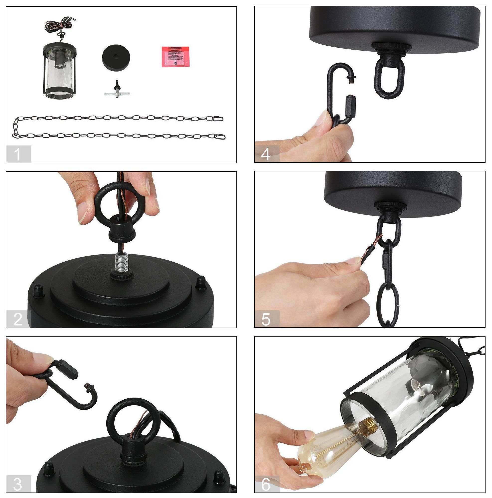 Image 7 1-Light 5.5"W Cylinder Brushed Black Pendant Lights more views