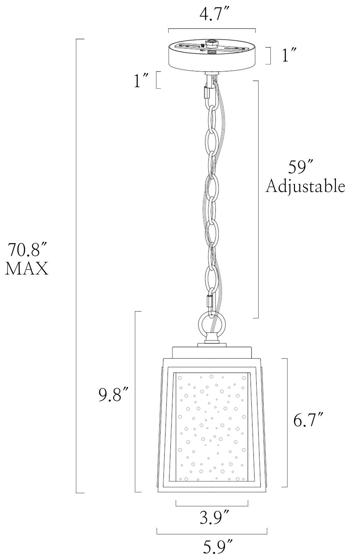 Image 6 1-Light 5.9"W Rectangle Black Pendant Lights more views