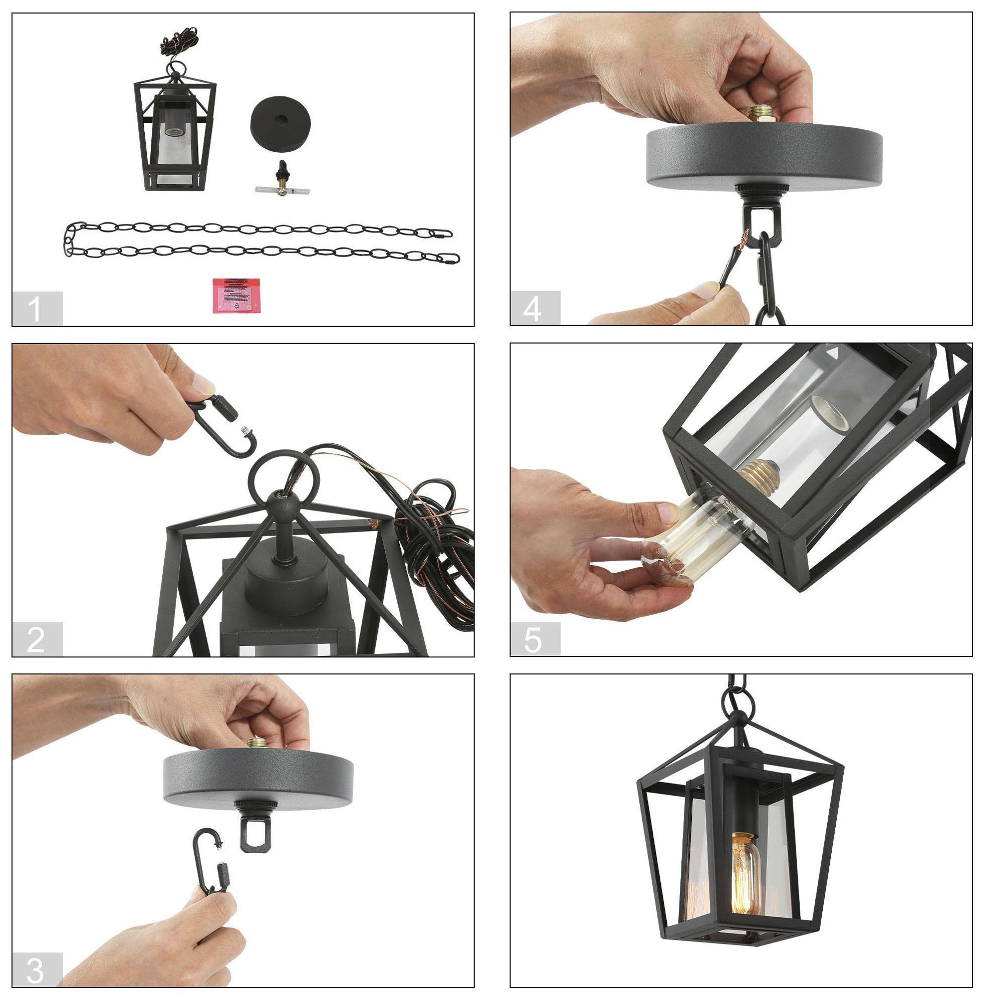 Image 6 1-Light 6.1"W Geometric Black Pendant Lights more views