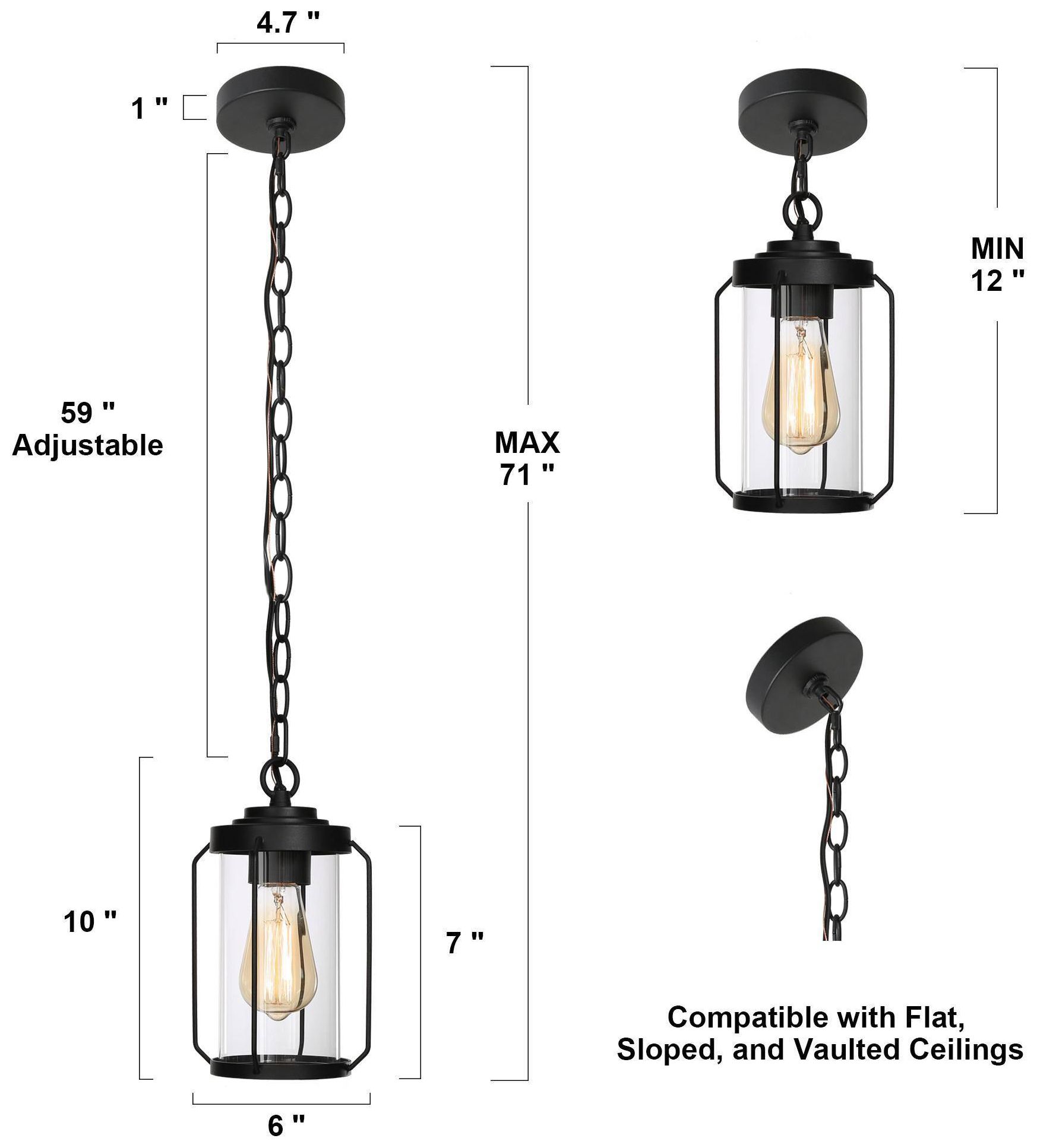 Image 7 1-Light 6.3"W Cylinder Brushed Black Pendant Lights more views