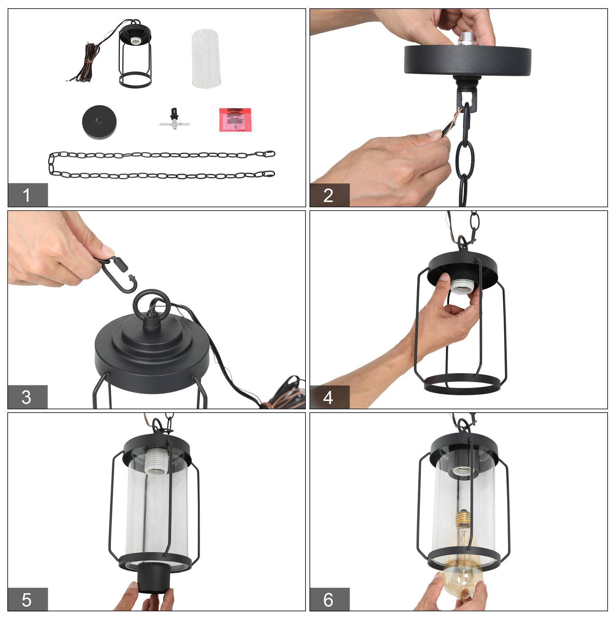 1-Light 6.3"W Cylinder Brushed Black Pendant Lights