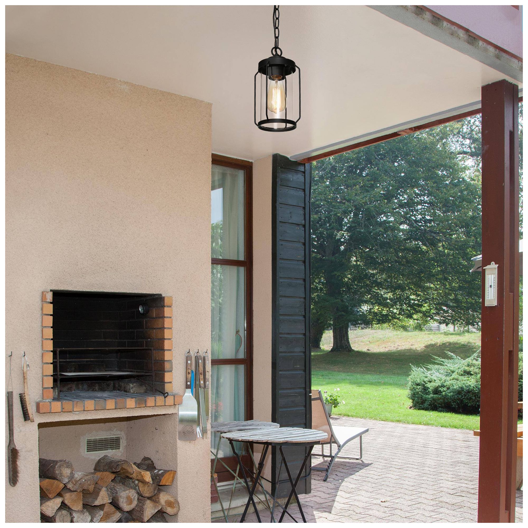 1-Light 6.3"W Cylinder Brushed Black Pendant Lights