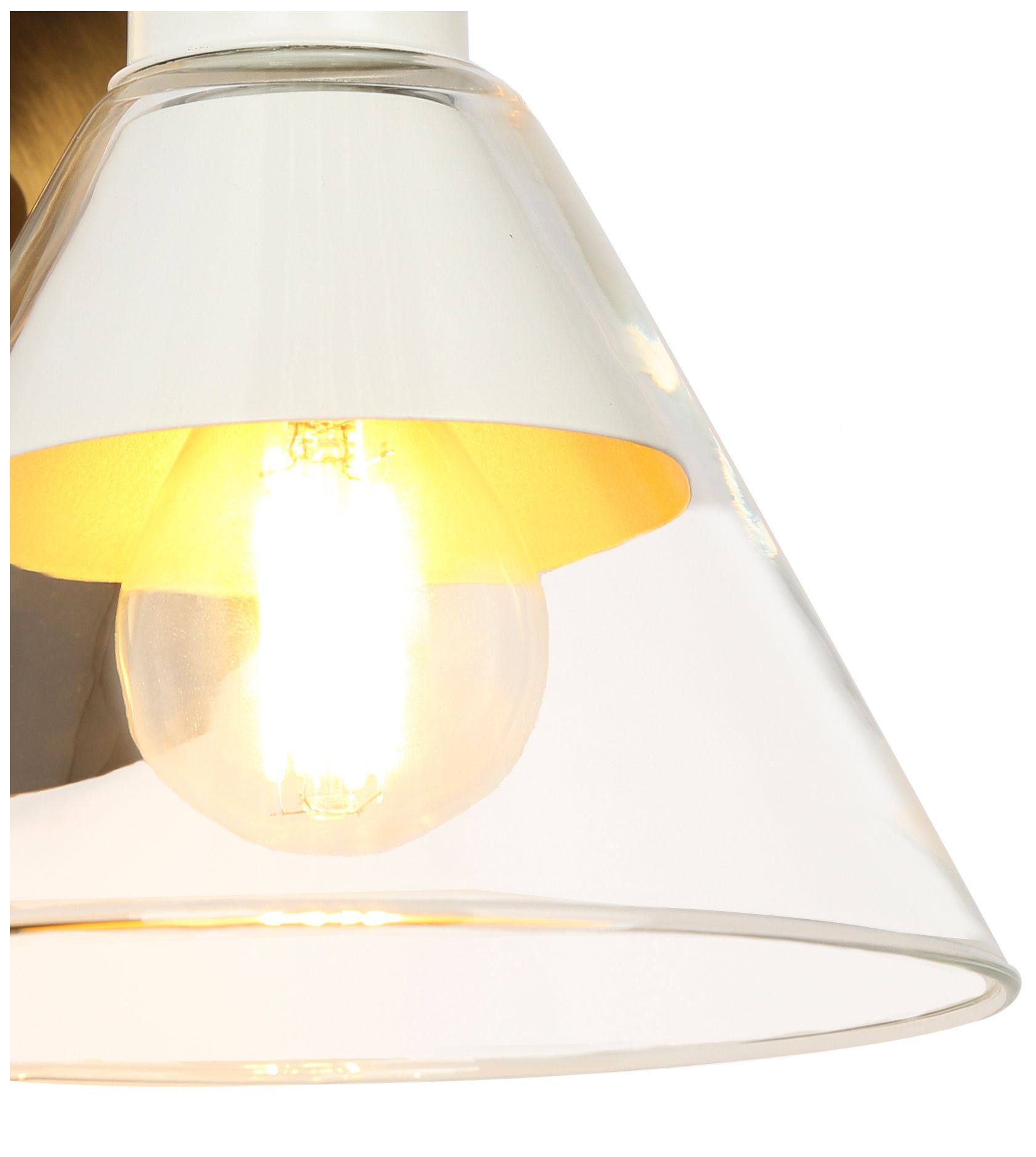 Image 2 1-Light 6.7"H Tapered White and Plated Brass Wall Lamp more views