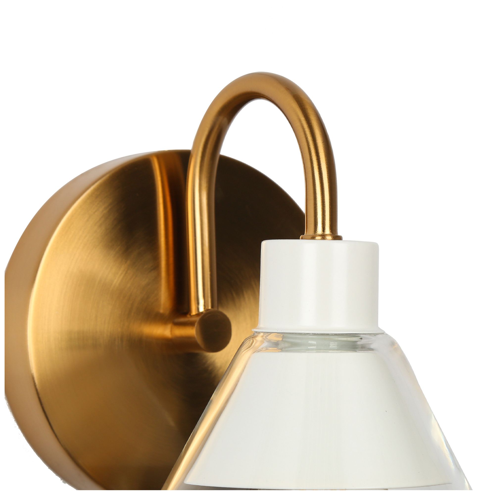 Image 3 1-Light 6.7"H Tapered White and Plated Brass Wall Lamp more views