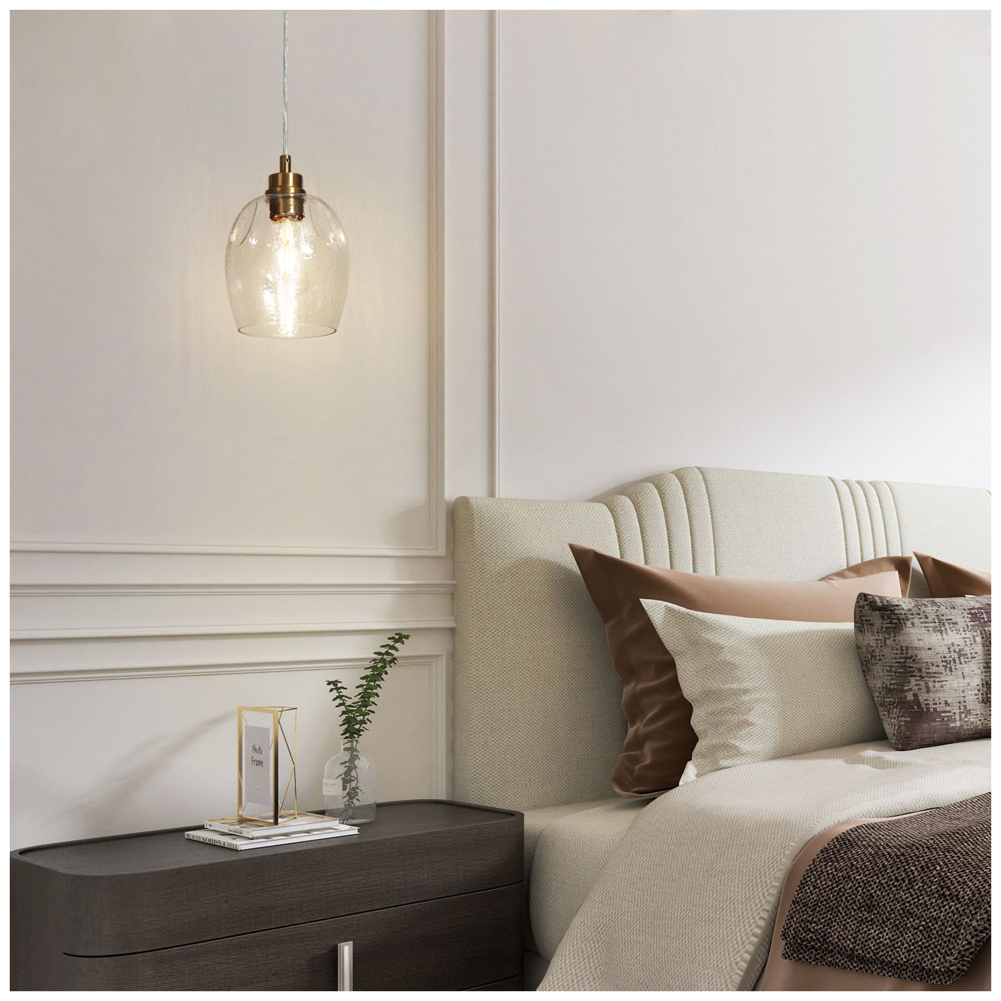 Image 7 1-Light 6.7"W Bell Plated Brass Pendant Lights more views