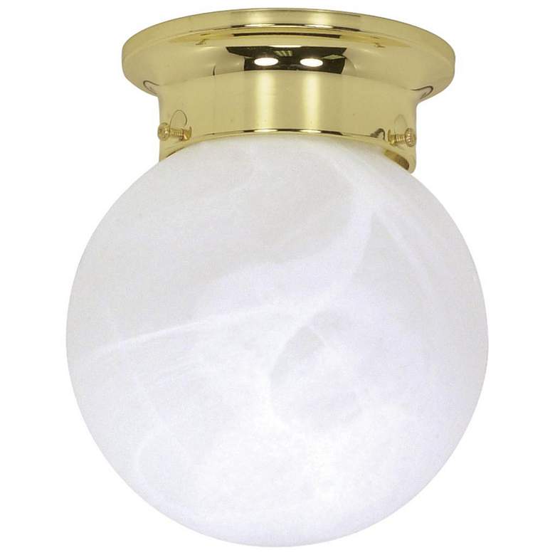 Image 1 1 Light; 6 in.; Ceiling Mount; Alabaster Ball