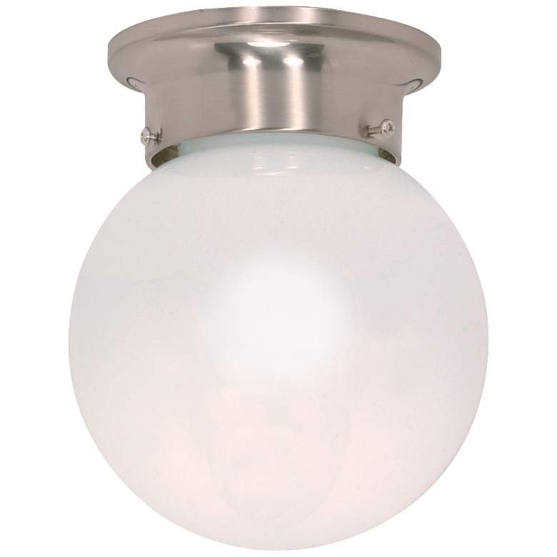 Image 1 1 Light; 6 in.; Ceiling Mount; White Ball