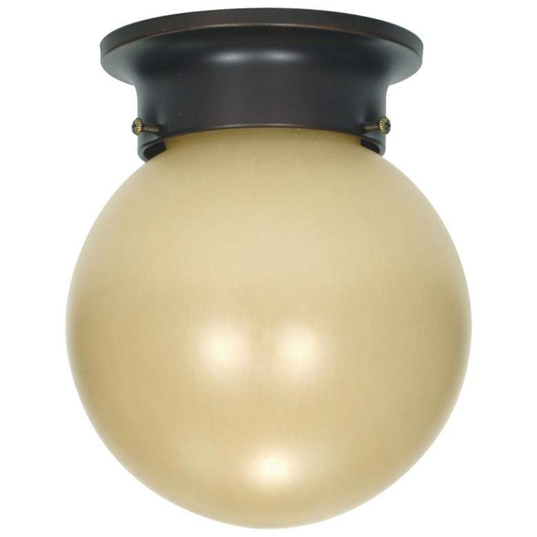 Image 1 1 Light; 6 in.; Ceiling Mount with Champagne Linen Washed Glass