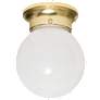 1 Light - 6" - Ceiling Fixture - White Ball - Polished Brass Finish