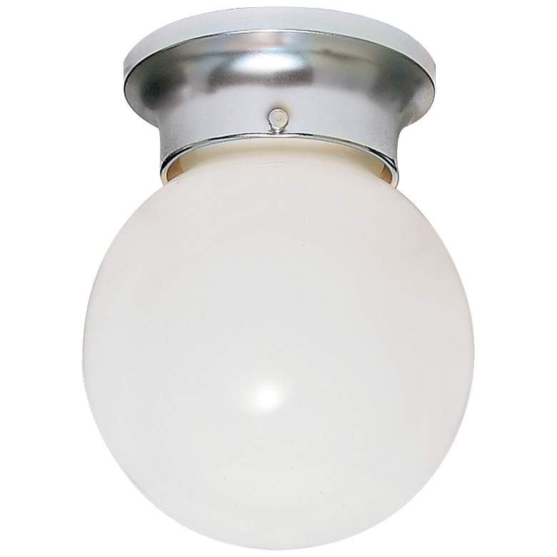 Image 1 1 Light - 6" - Ceiling Fixture - White Ball - Polished Brass Finish