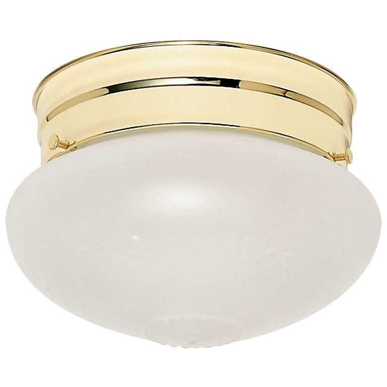 Image 1 1 Light - 6" - Flush Mount - Frosted Grape Mushroom - Polished Brass F