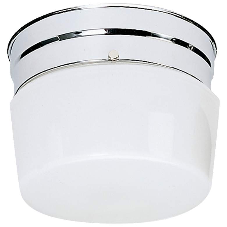 Image 1 1 Light - 6" - Flush Mount - Small White Drum - Polished Chrome Finish