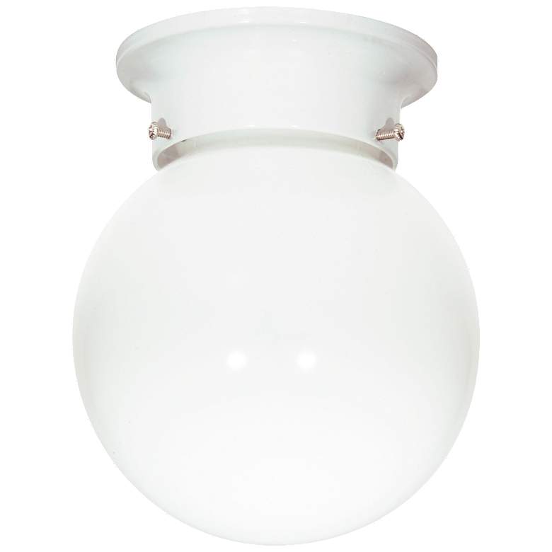 Image 1 1 Light - 6 inch Flush with White Glass - White Finish