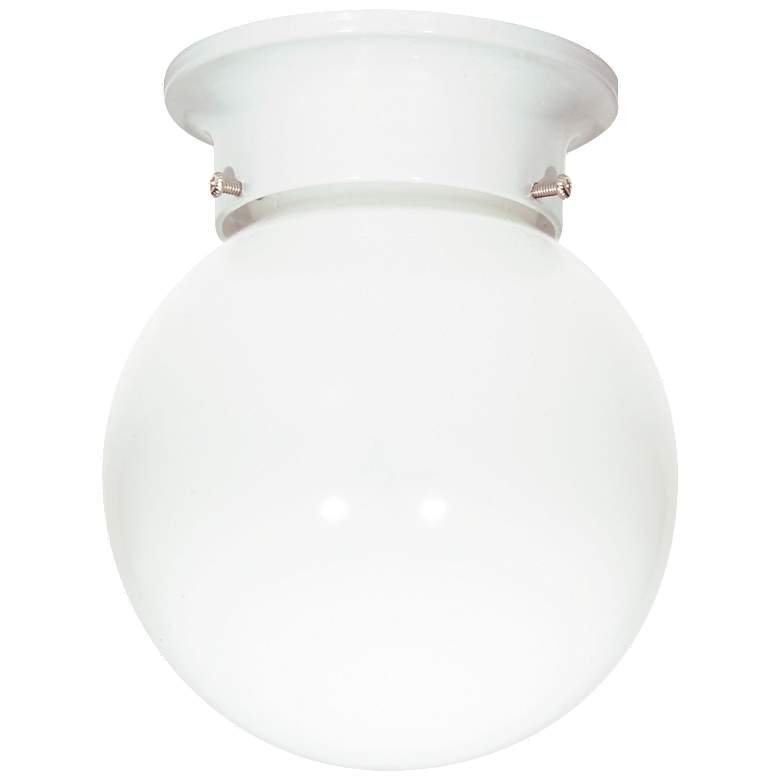 Image 1 1 Light - 6" Flush with White Glass - White Finish