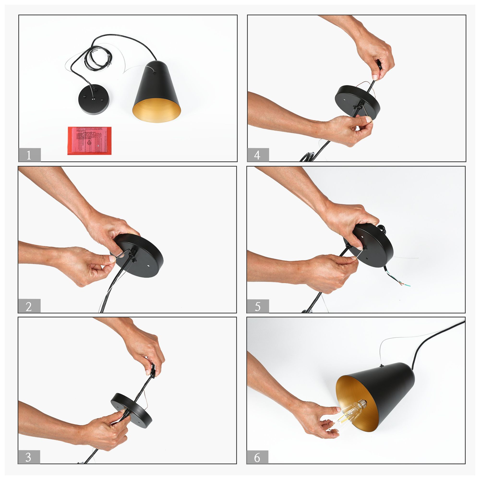 Image 6 1-Light 7.1"W Bell Matt Black Pendant Lights more views