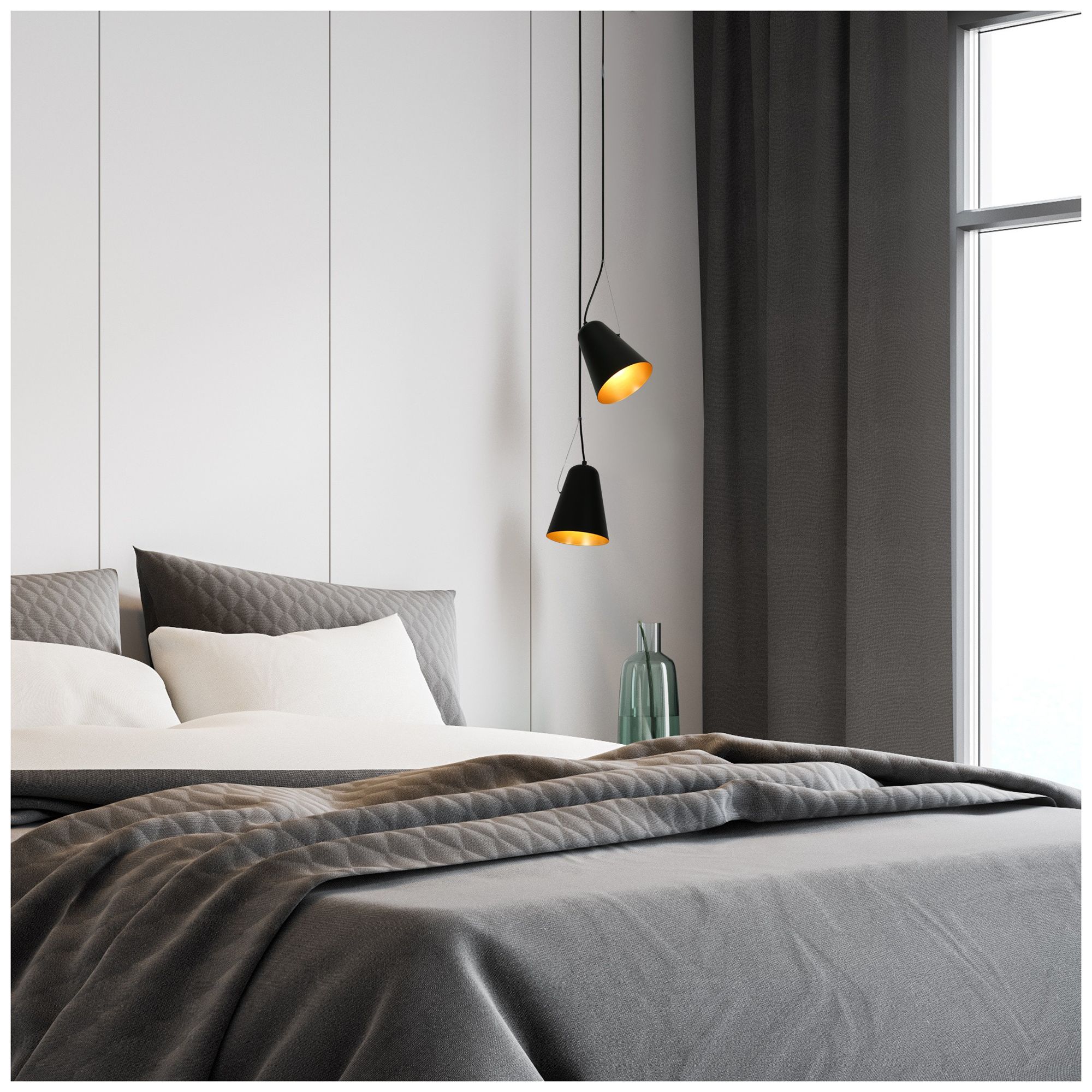 Image 7 1-Light 7.1"W Bell Matt Black Pendant Lights more views