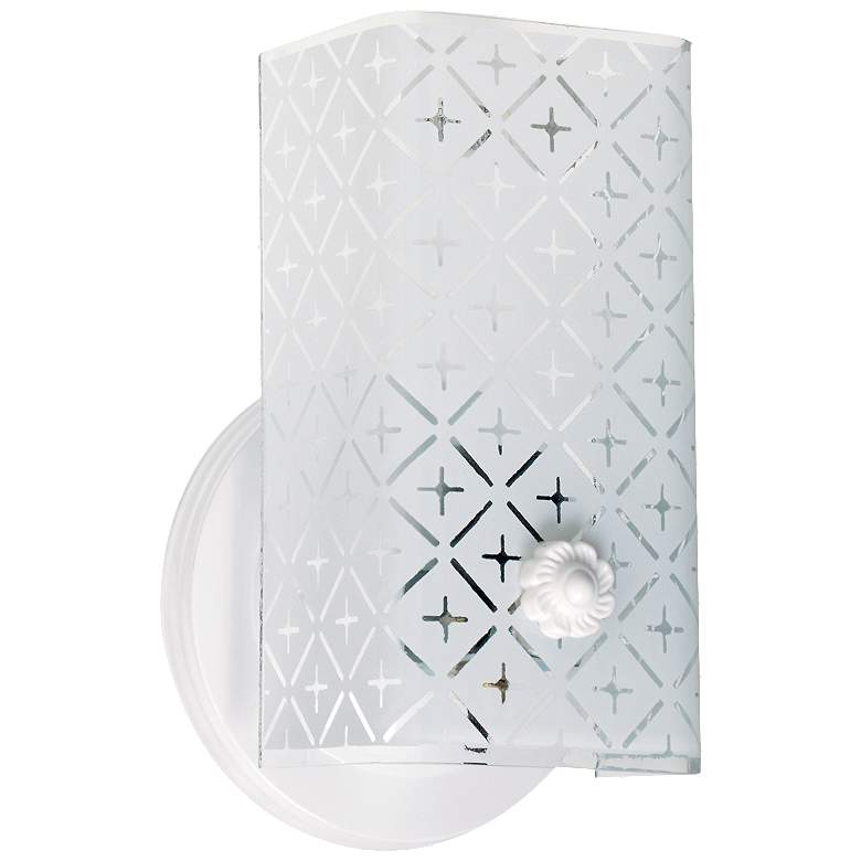 Image 1 1 Light - 7" Vanity with Diamond "U" Channel Glass - White F