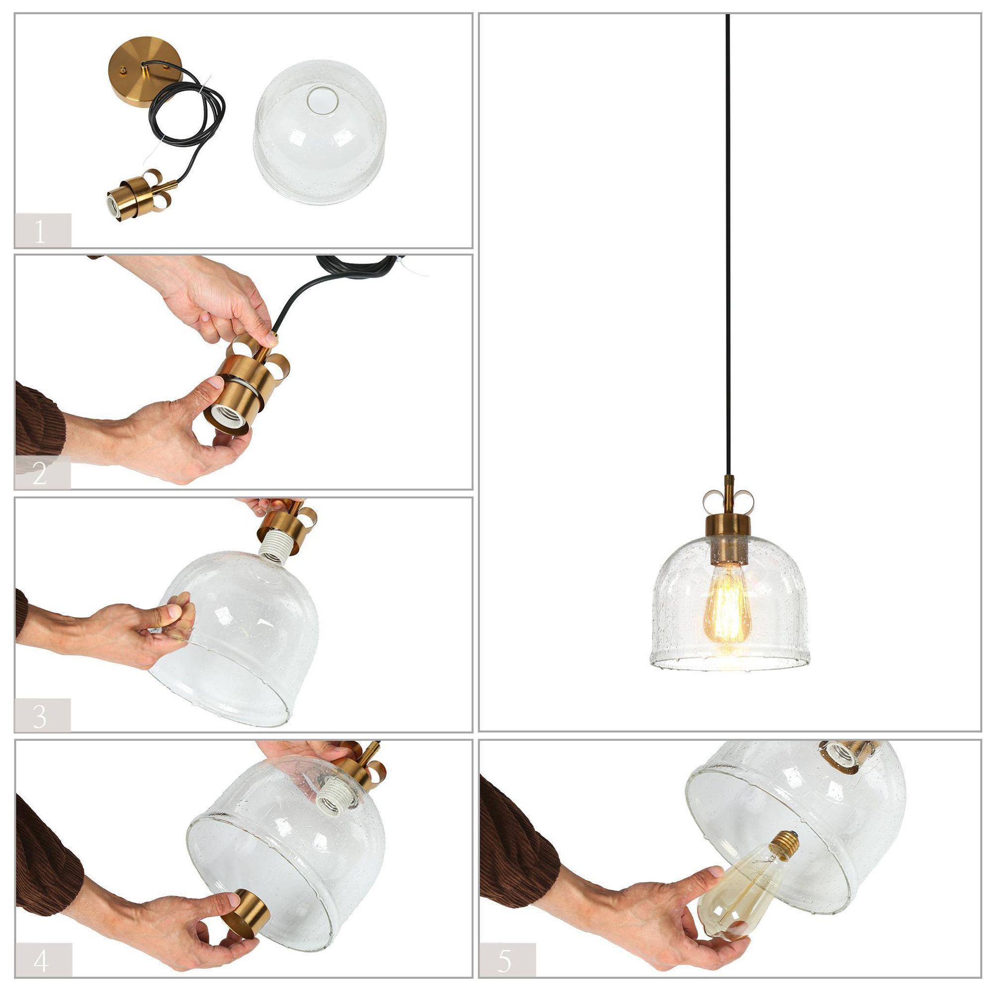 Image 6 1-Light 8.3"W Bell Brass Pendant Lights more views