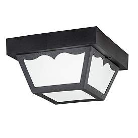 Image1 of 1-Light 8.5-in Black Indoor/Outdoor Flush Mount Light