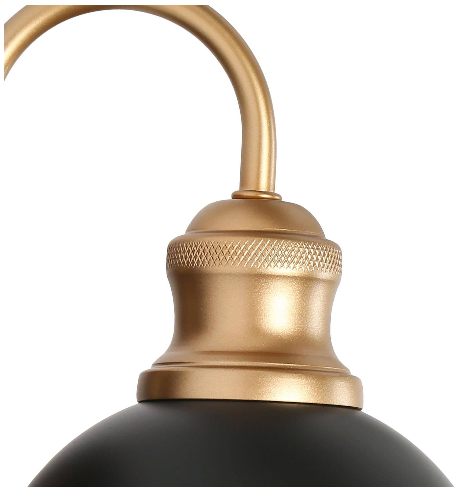 Image 3 1-Light 8.7"H Dome Flat Black and Dark Gold  Wall Lamp more views