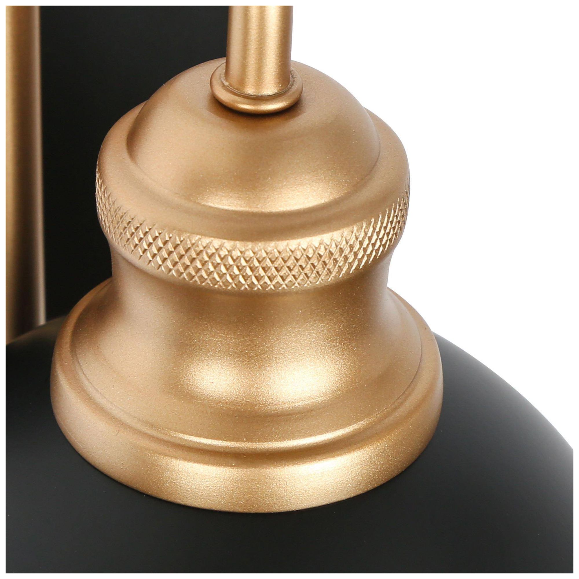 Image 4 1-Light 8.7"H Dome Flat Black and Dark Gold  Wall Lamp more views