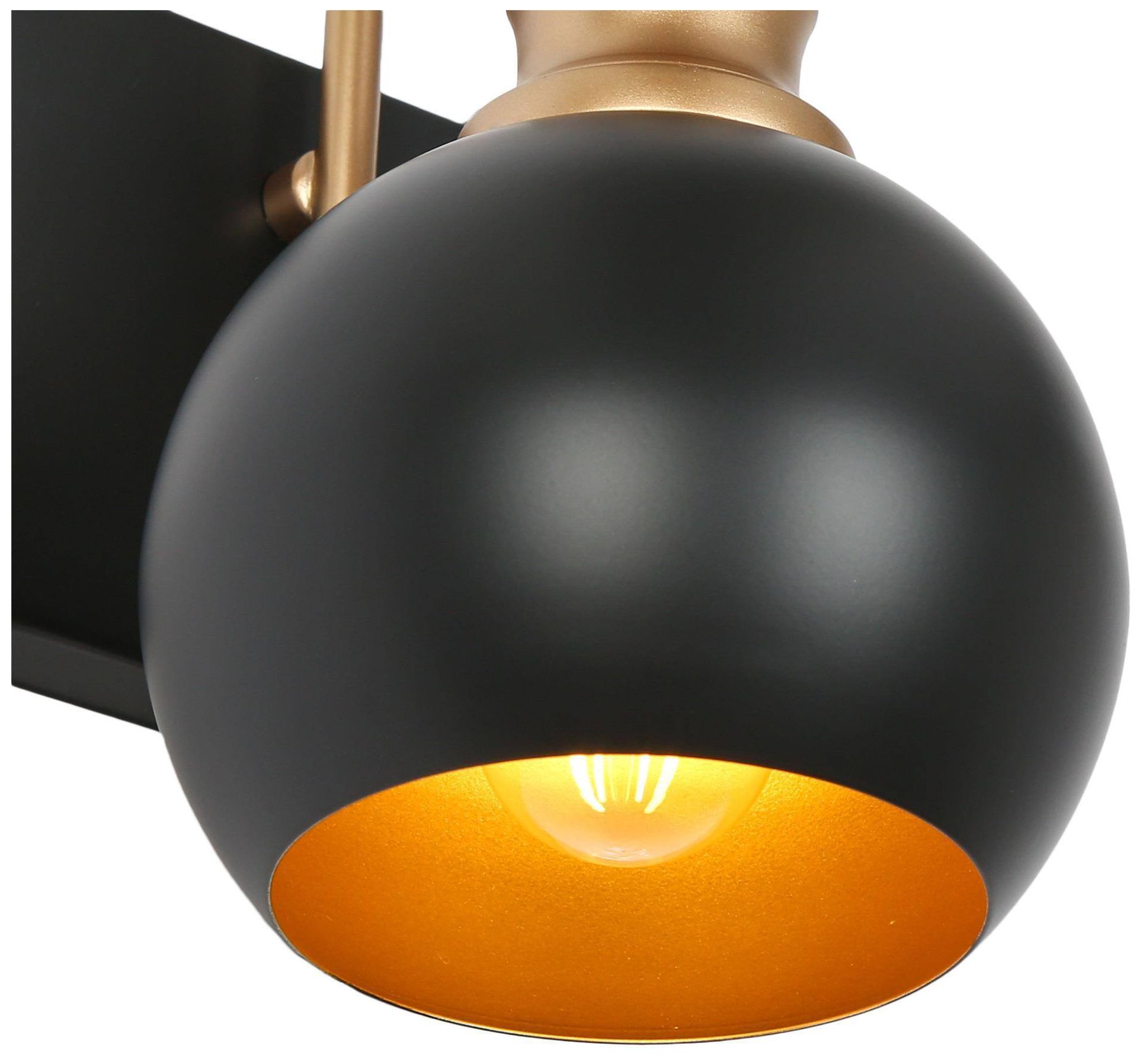 Image 5 1-Light 8.7"H Dome Flat Black and Dark Gold  Wall Lamp more views
