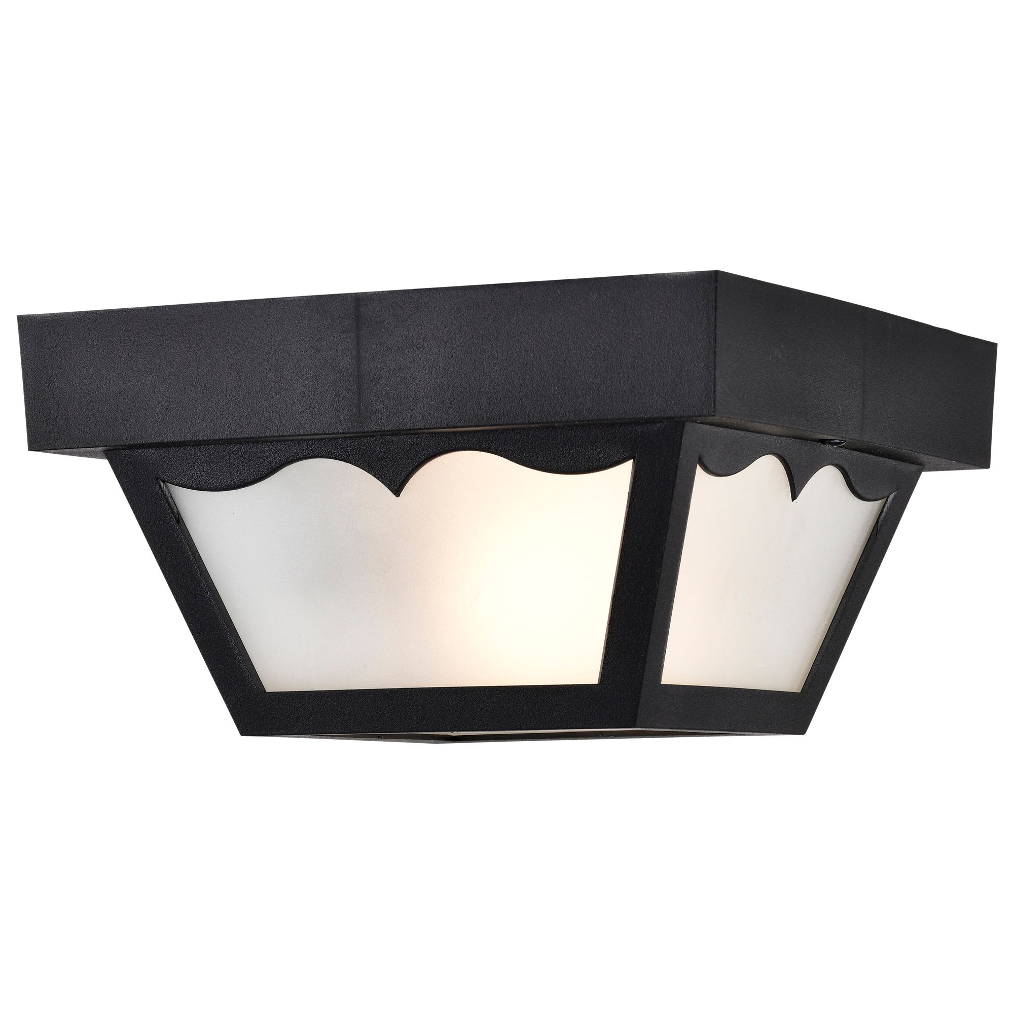 Image 2 1 Light 8" Carport Flush Mount - With Frosted Acrylic Panels more views
