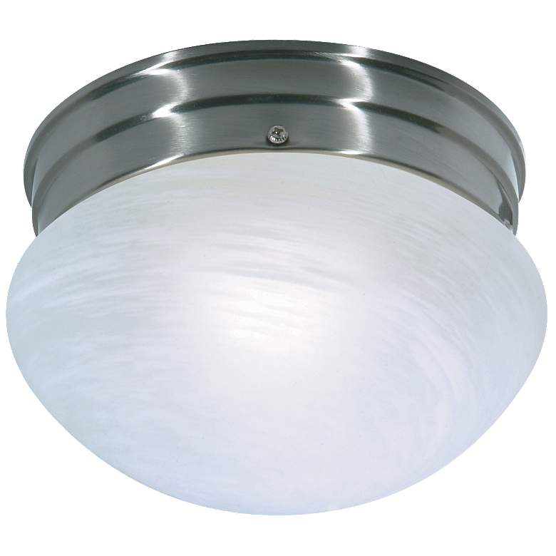 Image 1 1 Light - 8" - Flush Mount - Alabaster Mushroom - Brushed Nickel Finis