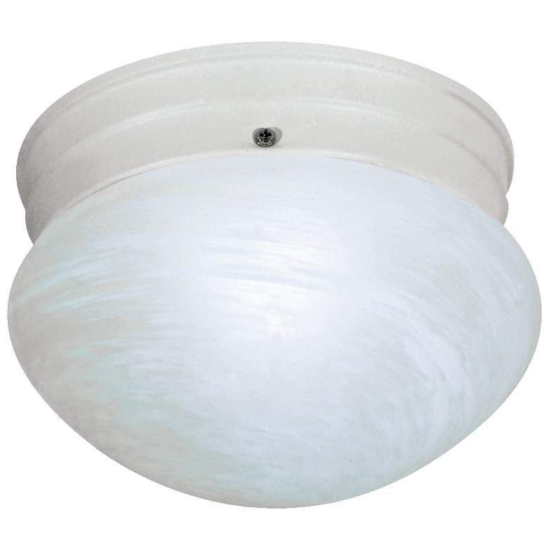 Image 1 1 Light - 8" - Flush Mount - Small Alabaster Mushroom - White Finish