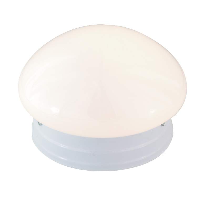 Image 1 1 Light - 8" - Flush Mount - Small White Mushroom - White Finish
