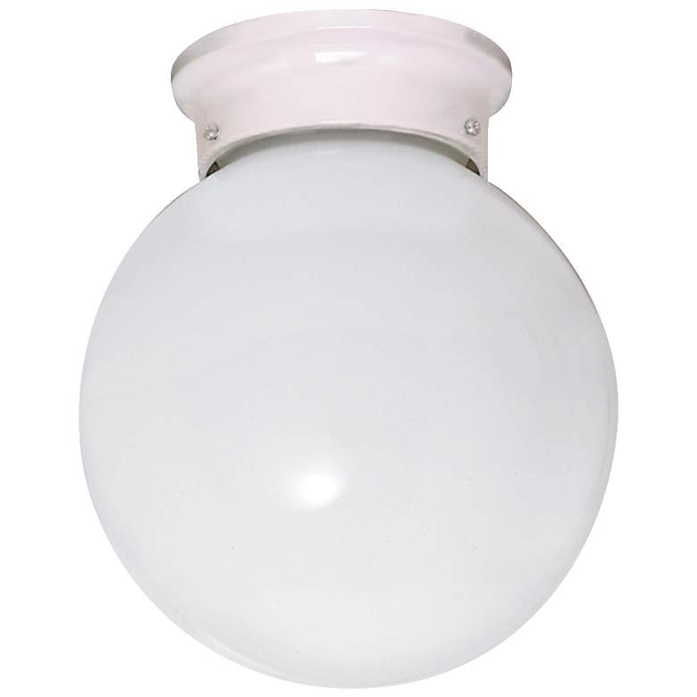 Image 1 1 Light - 8" Flush White Glass - White Finish