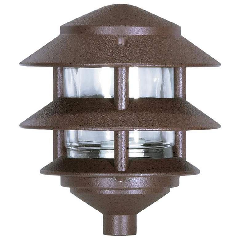 Image 1 1 Light 8" Pathway Light Two Louver Small Hood - Old Bronze Finish