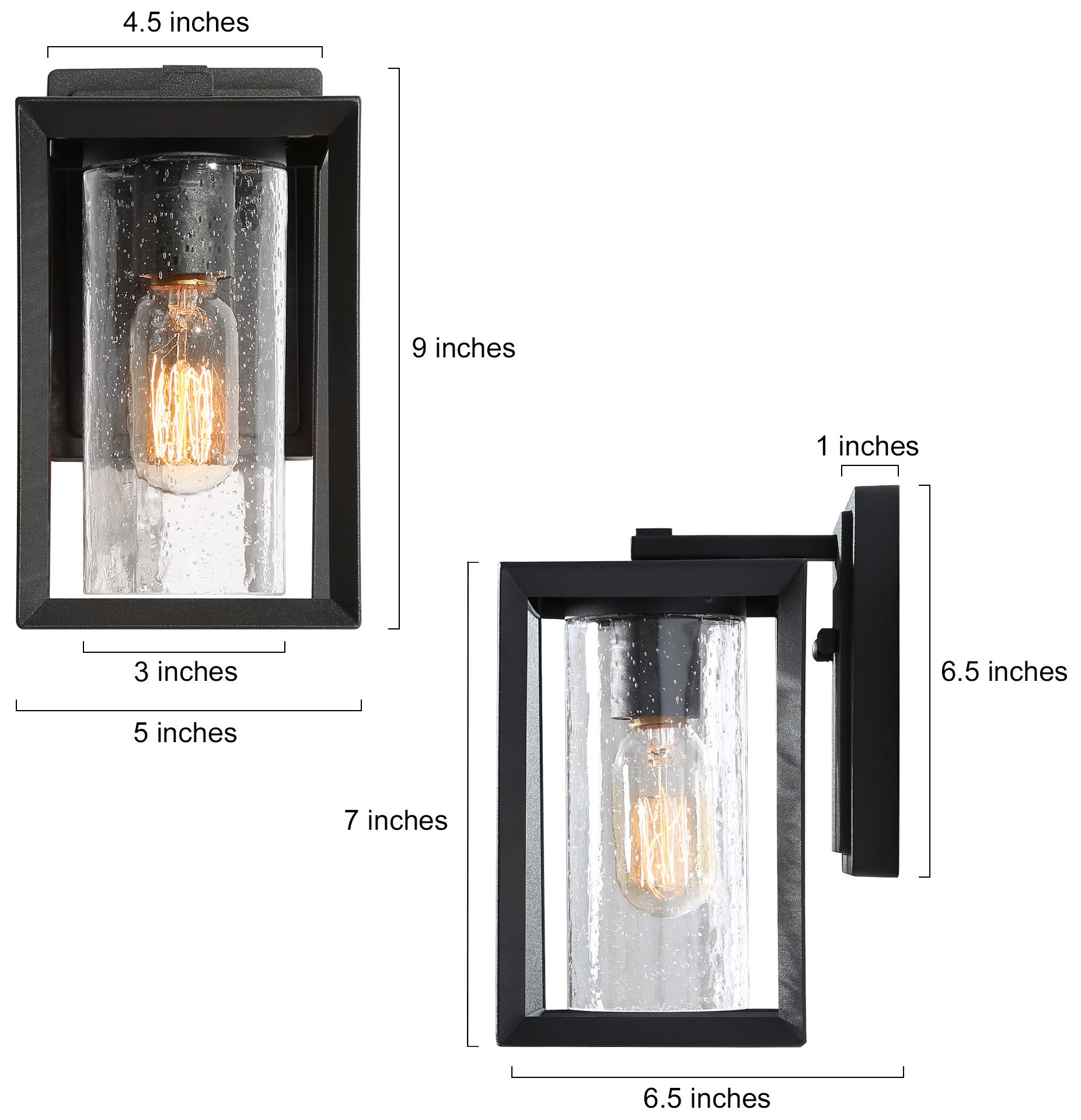 Image 5 1-Light 9.1"H Rectangle Black Wall Lamp more views