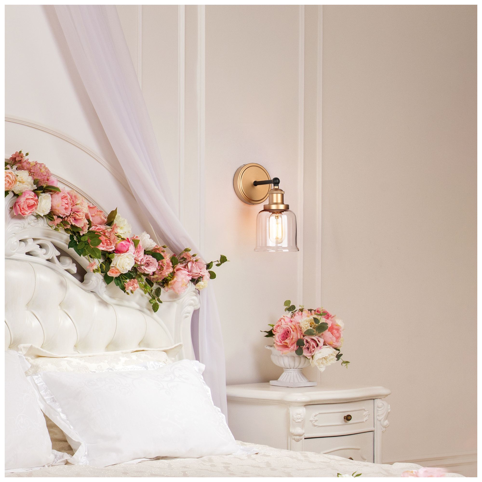 Image 7 1-Light 9.8"H Bell Flat Black and Dark Gold  Wall Lamp more views
