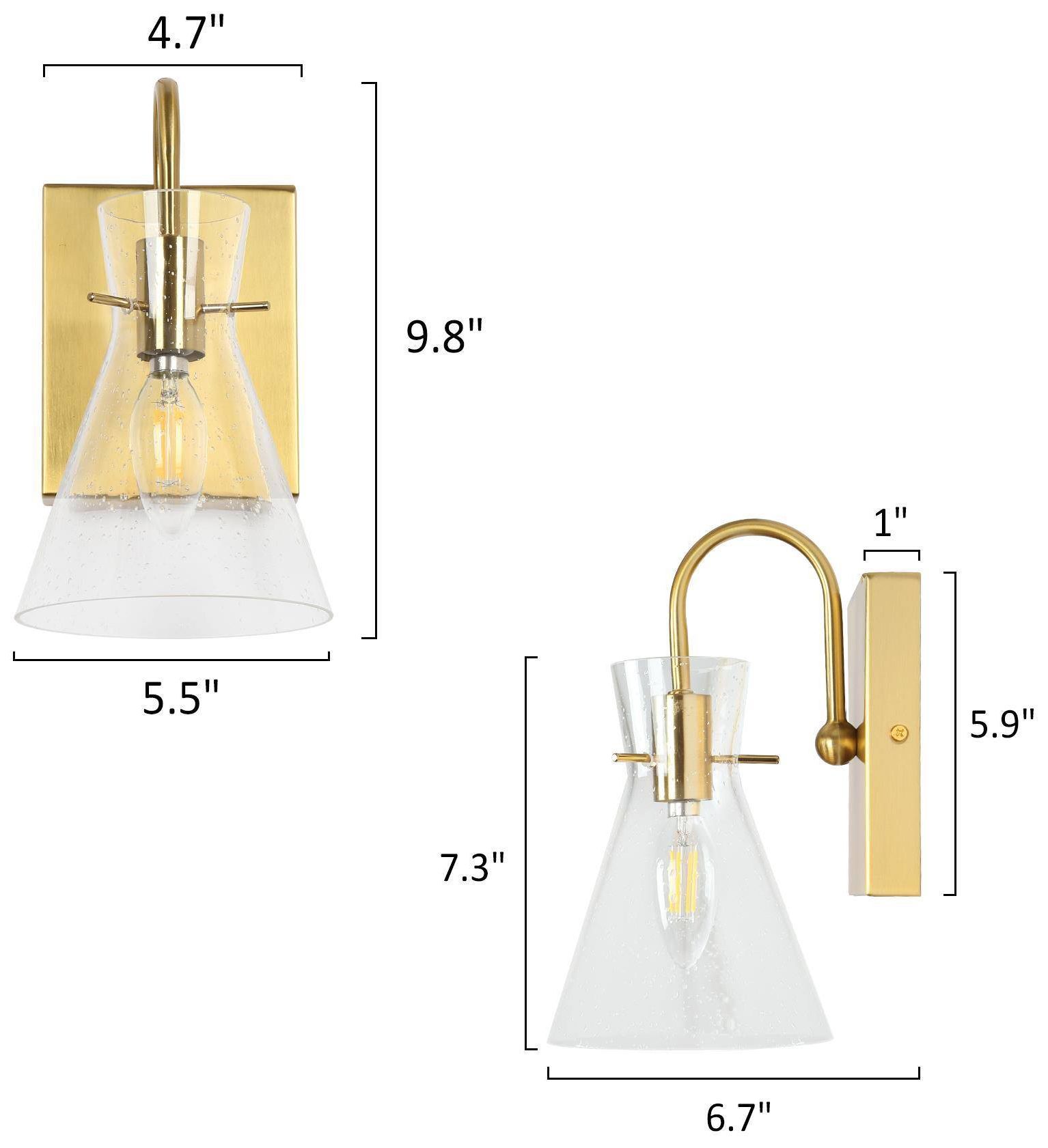 Image 6 1-Light 9.8"H Tapered Plated Brass Wall Lamp more views