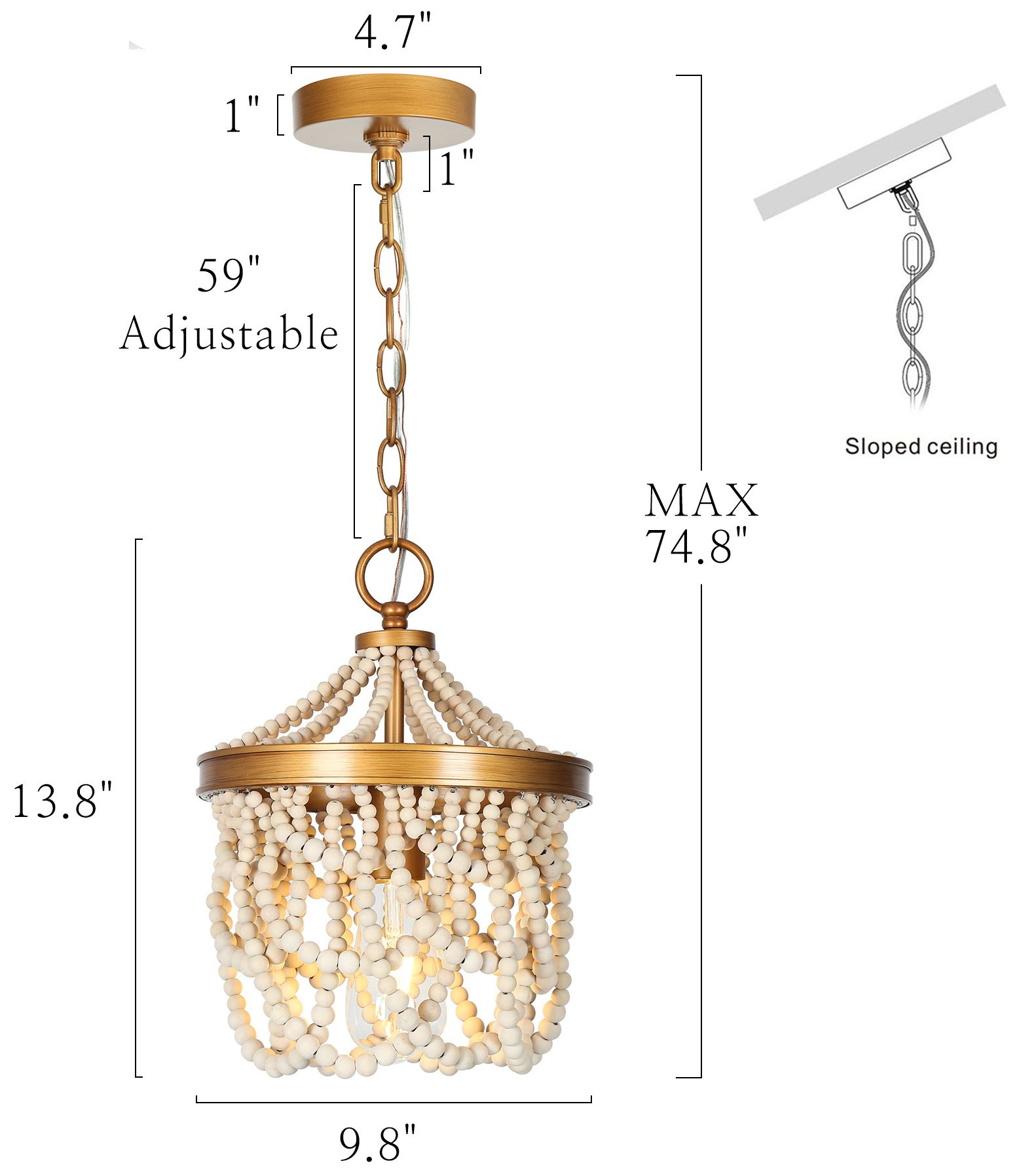 Image 5 1-Light 9.8"W Waterfall Antique Gold Pendant Light more views