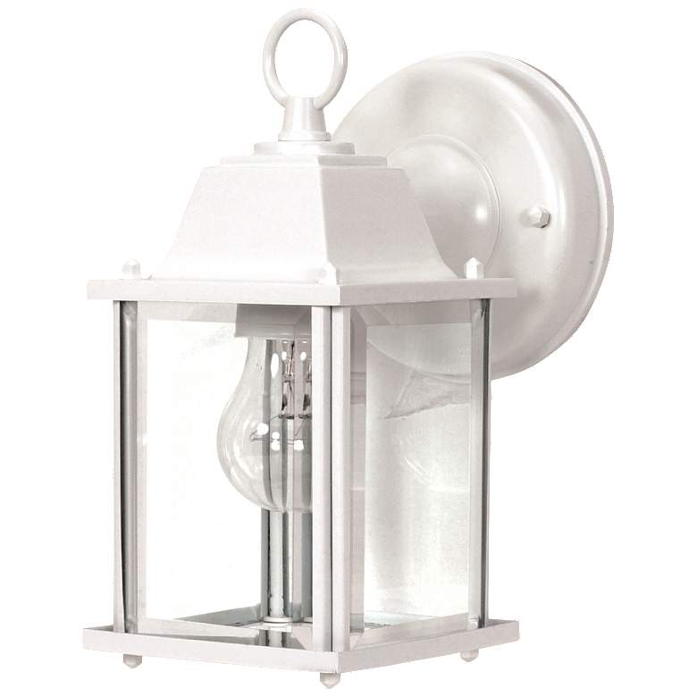 Image 1 1 Light; 9 in.; Wall Lantern; Cube Lantern with Clear Beveled Glass