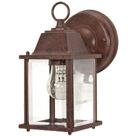 Image1 of 1 Light; 9 in.; Wall Lantern; Cube Lantern with Clear Beveled Glass