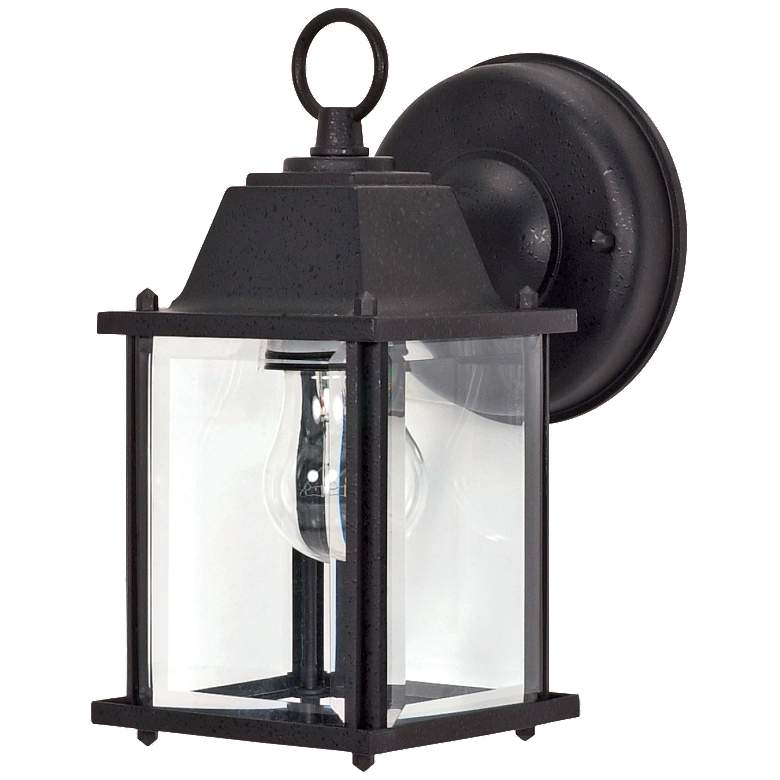 Image 1 1 Light; 9 in.; Wall Lantern; Cube Lantern with Clear Beveled Glass