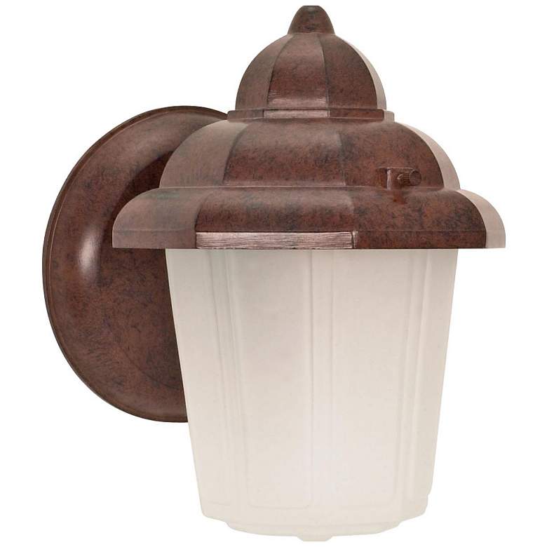 Image 1 1 Light; 9 in.; Wall Lantern; Hood Lantern with Satin Frosted Glass