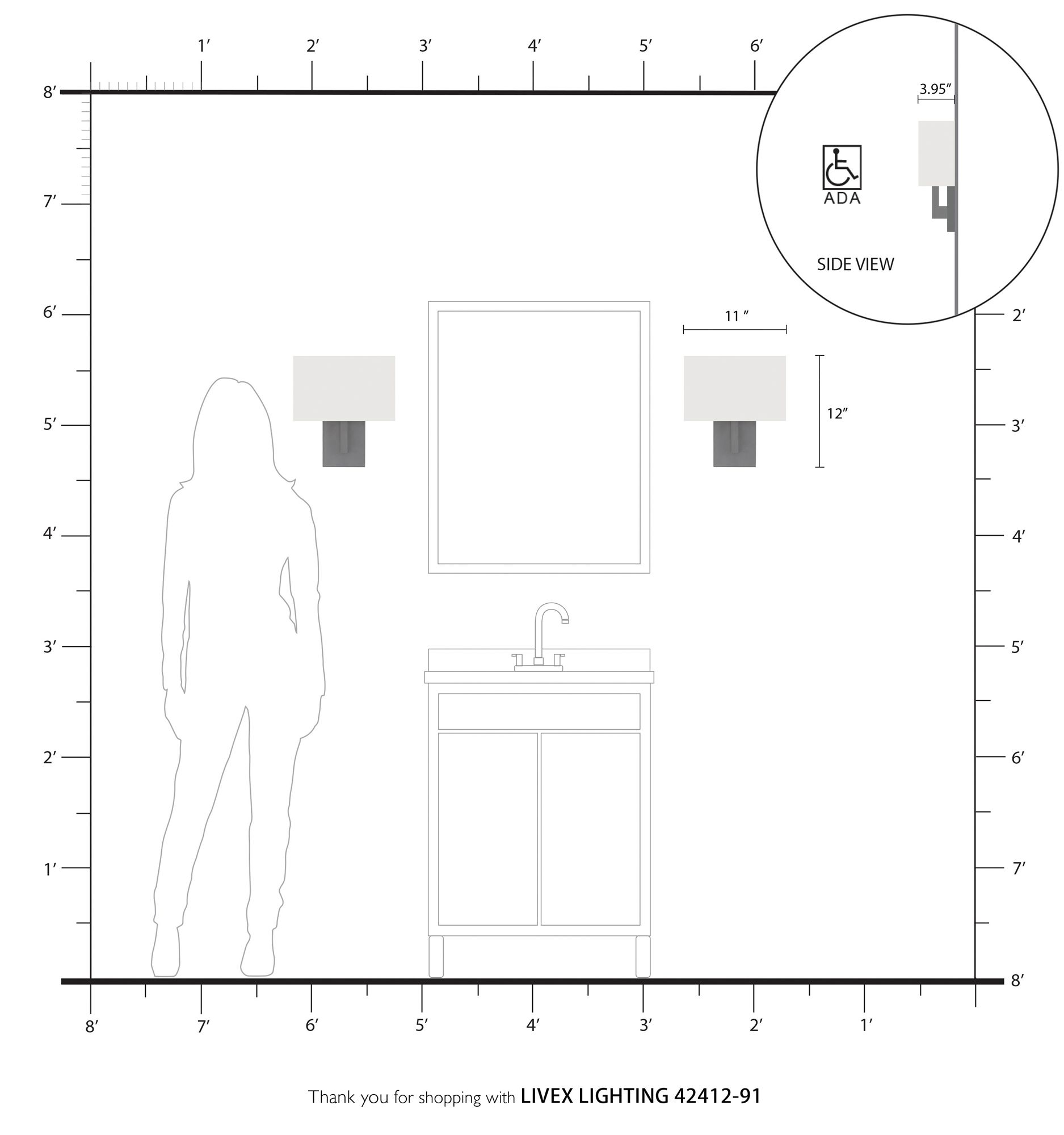 1 Light ADA Brushed Nickel Wall Sconce