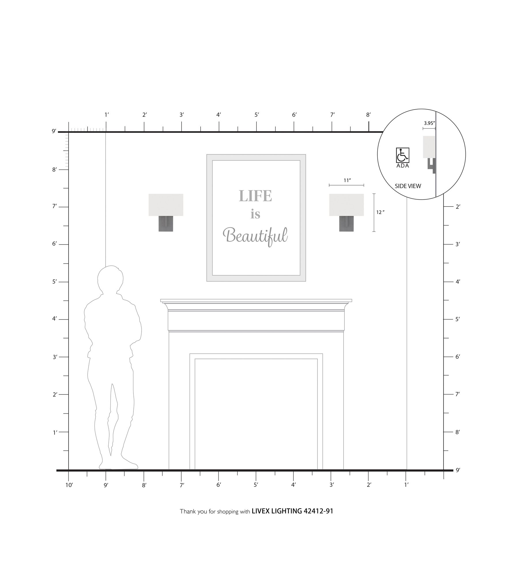 1 Light ADA Brushed Nickel Wall Sconce