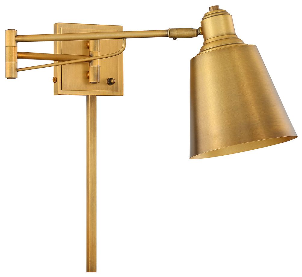 Image 2 1-Light Adjustable Wall Sconce in Natural Brass more views