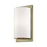 4_1 Light Antique Brass ADA Sconce with Hand Crafted Off-White Fabric Shade more views