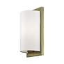5_1 Light Antique Brass ADA Sconce with Hand Crafted Off-White Fabric Shade more views