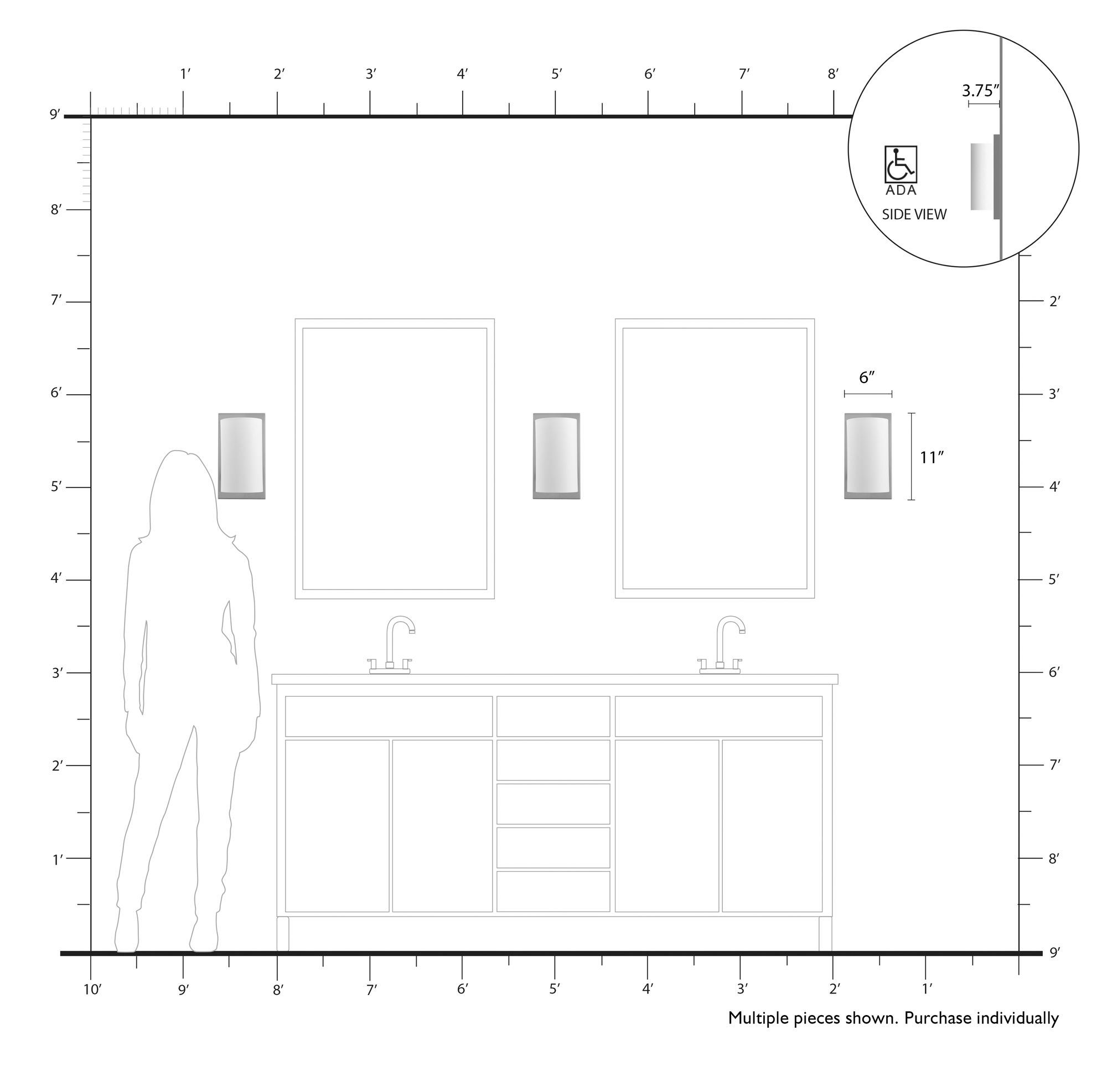 1 Light Antique Brass ADA Sconce with Hand Crafted Off-White Fabric Shade