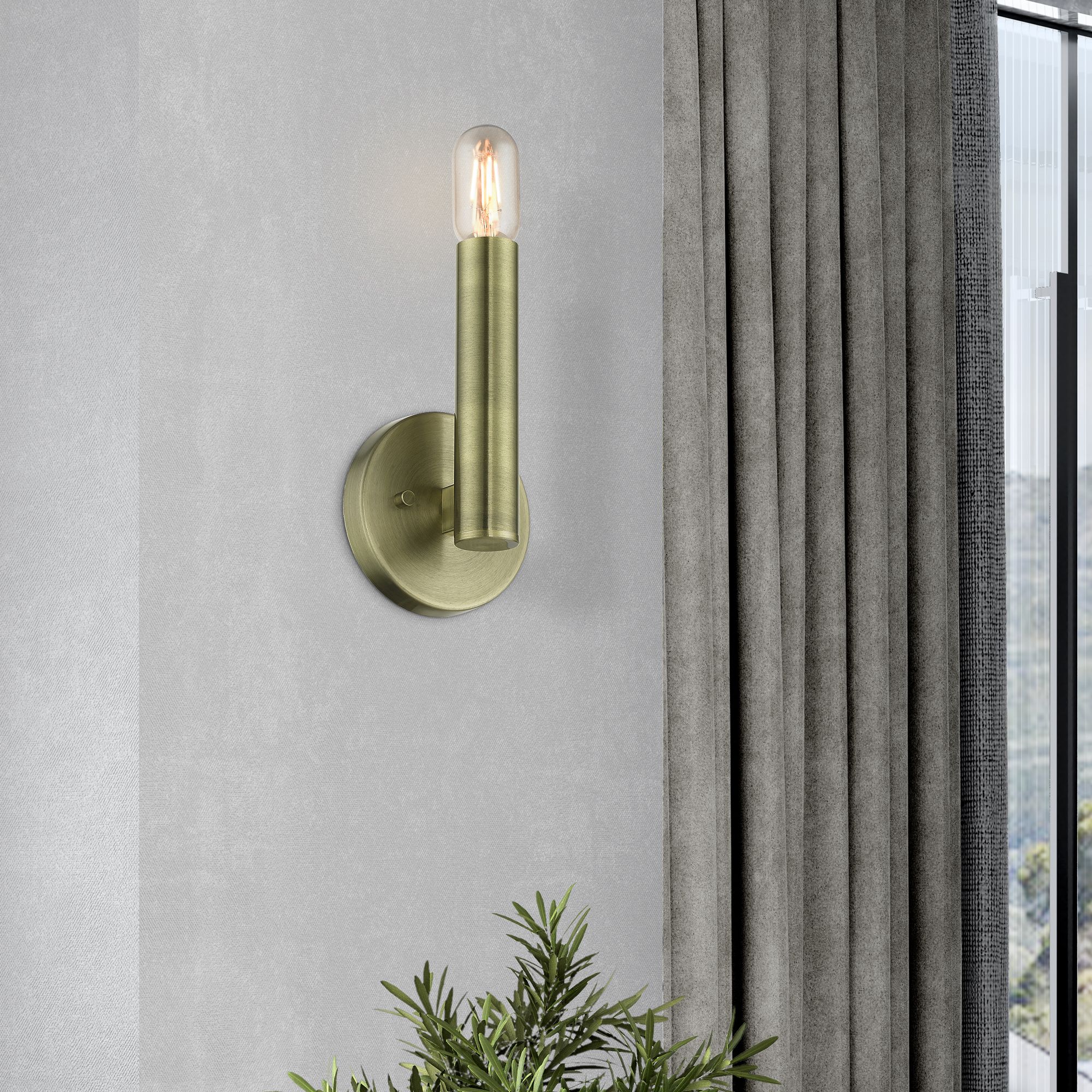 1 Light Antique Brass ADA Sconce